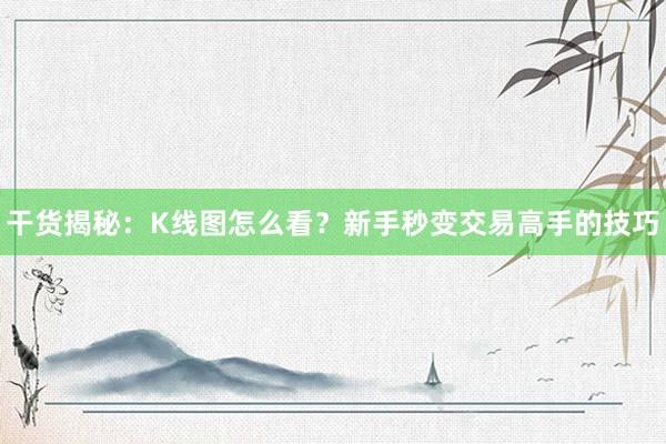 干货揭秘：K线图怎么看？新手秒变交易高手的技巧