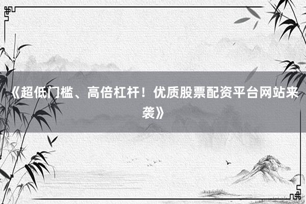 《超低门槛、高倍杠杆！优质股票配资平台网站来袭》