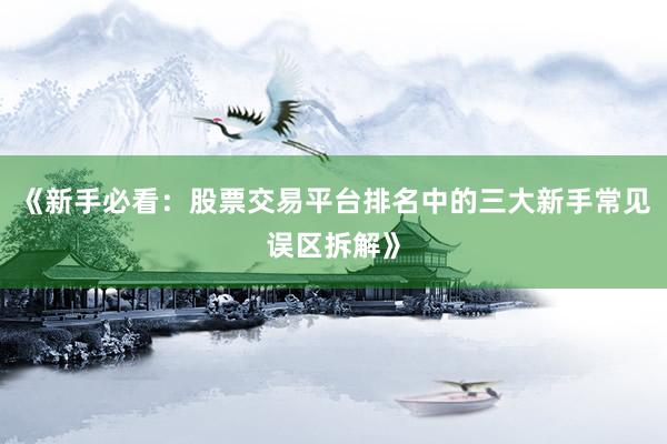 《新手必看：股票交易平台排名中的三大新手常见误区拆解》
