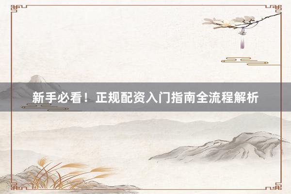 新手必看!正规配资入门指南全流程解析