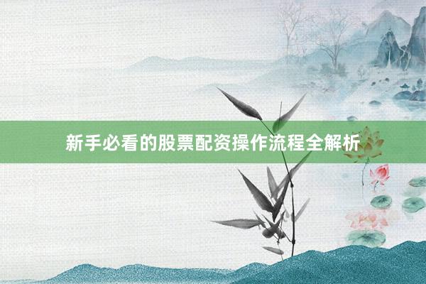 新手必看的股票配资操作流程全解析