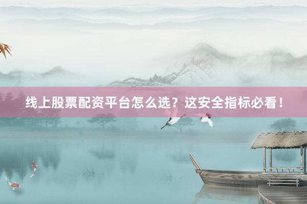 线上股票配资平台怎么选？这安全指标必看！