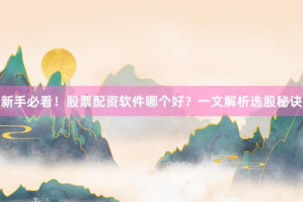 新手必看！股票配资软件哪个好？一文解析选股秘诀
