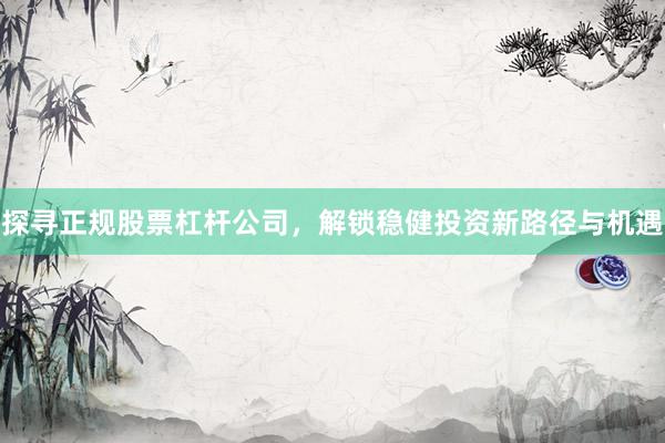 探寻正规股票杠杆公司,解锁稳健投资新路径与机遇