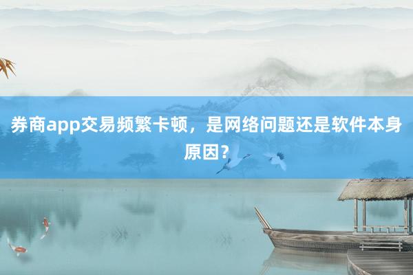 券商app交易频繁卡顿，是网络问题还是软件本身原因？