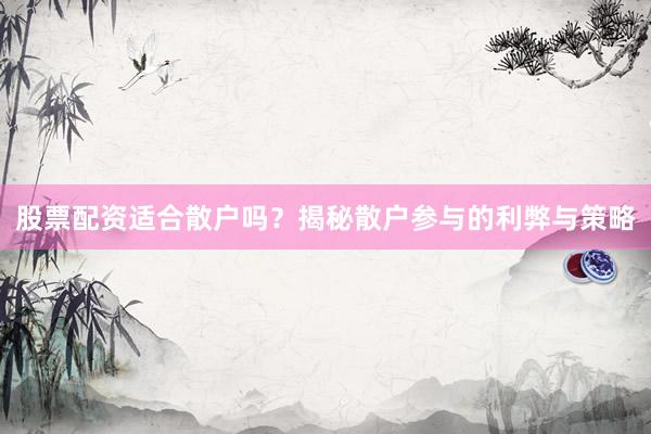 股票配资适合散户吗？揭秘散户参与的利弊与策略