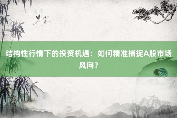结构性行情下的投资机遇：如何精准捕捉A股市场风向？