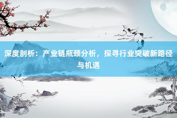 深度剖析：产业链瓶颈分析，探寻行业突破新路径与机遇