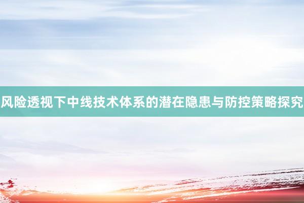 风险透视下中线技术体系的潜在隐患与防控策略探究