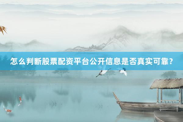 怎么判断股票配资平台公开信息是否真实可靠？