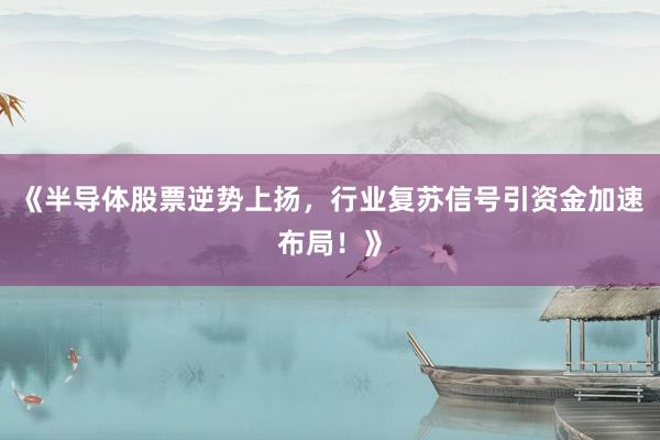 《半导体股票逆势上扬，行业复苏信号引资金加速布局！》