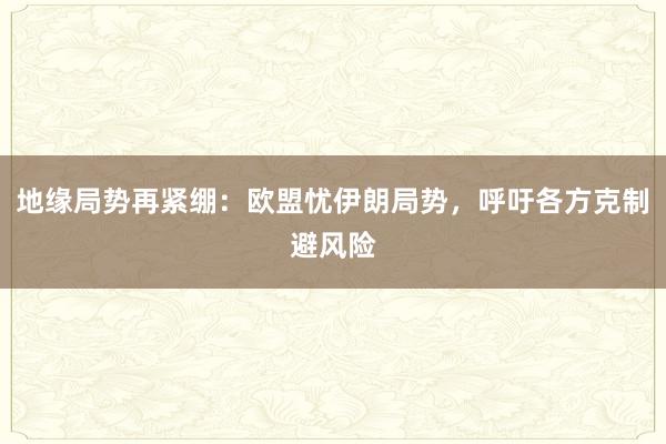 地缘局势再紧绷:欧盟忧伊朗局势,呼吁各方克制避风险