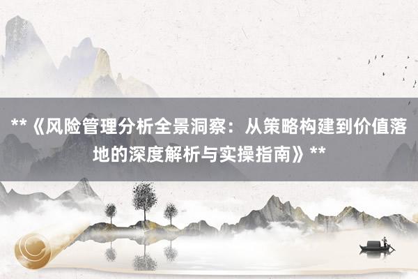 **《风险管理分析全景洞察：从策略构建到价值落地的深度解析与实操指南》**