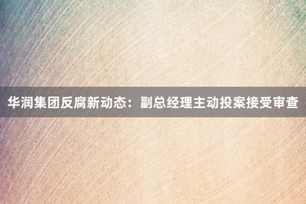 华润集团反腐新动态:副总经理主动投案接受审查