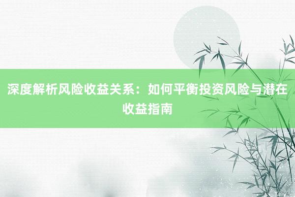 深度解析风险收益关系：如何平衡投资风险与潜在收益指南