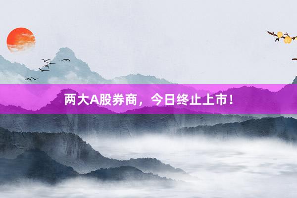 两大A股券商，今日终止上市！